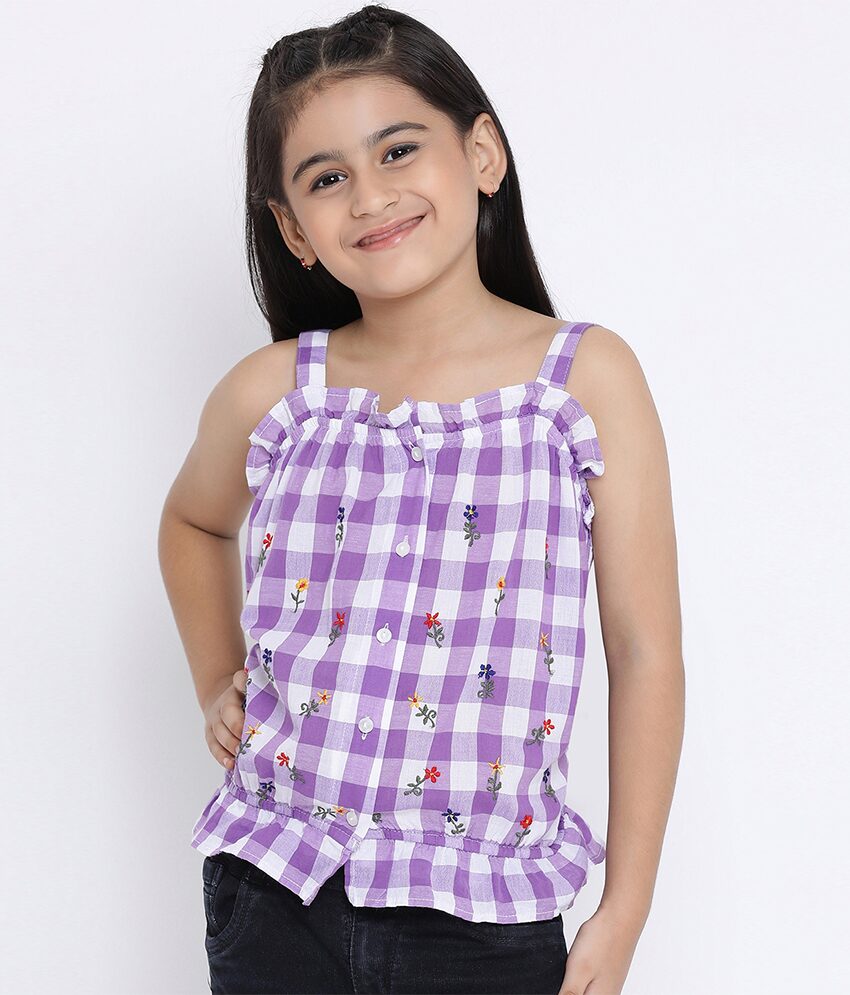 

Oxolloxo Girl Cotton Checked Top - White
