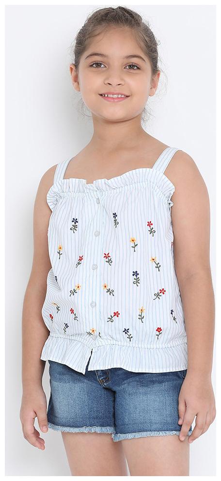 

OXOLLOXO Girl Cotton Printed Top - White