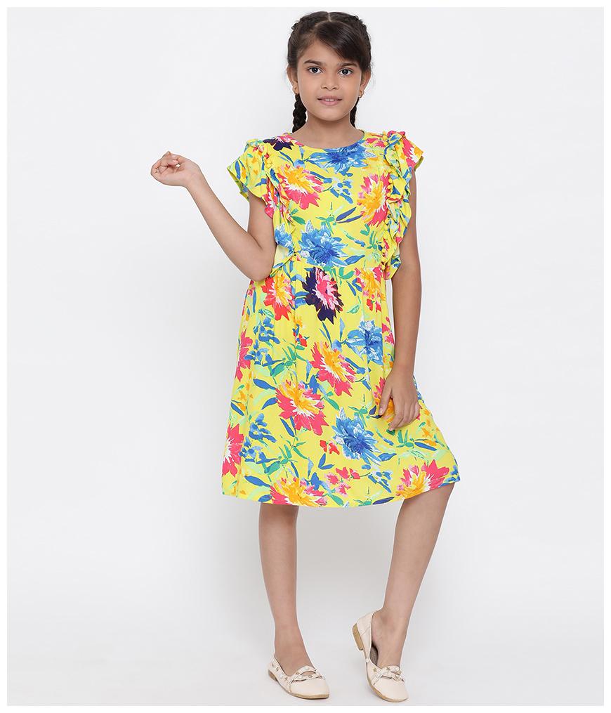 

Oxolloxo Multi Viscose Short Sleeves Knee Length Princess Frock ( Pack of 1 )