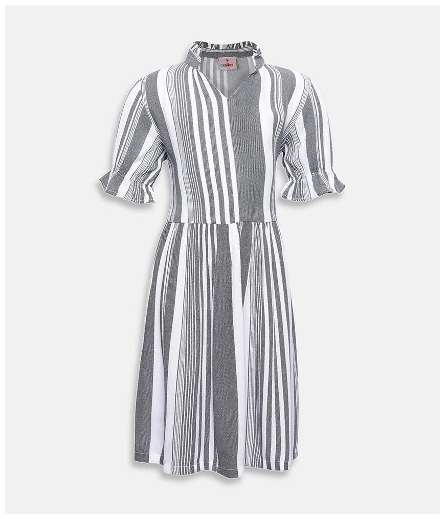 

Oxolloxo Grey Viscose Short Sleeves Knee Length Collar Frock ( Pack of 1 )