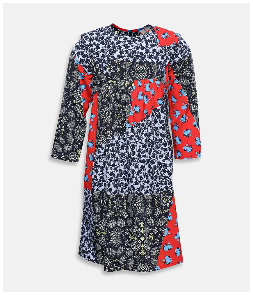 

Oxolloxo Multi Polyester Full Sleeves Knee Length Collar Frock ( Pack of 1 )