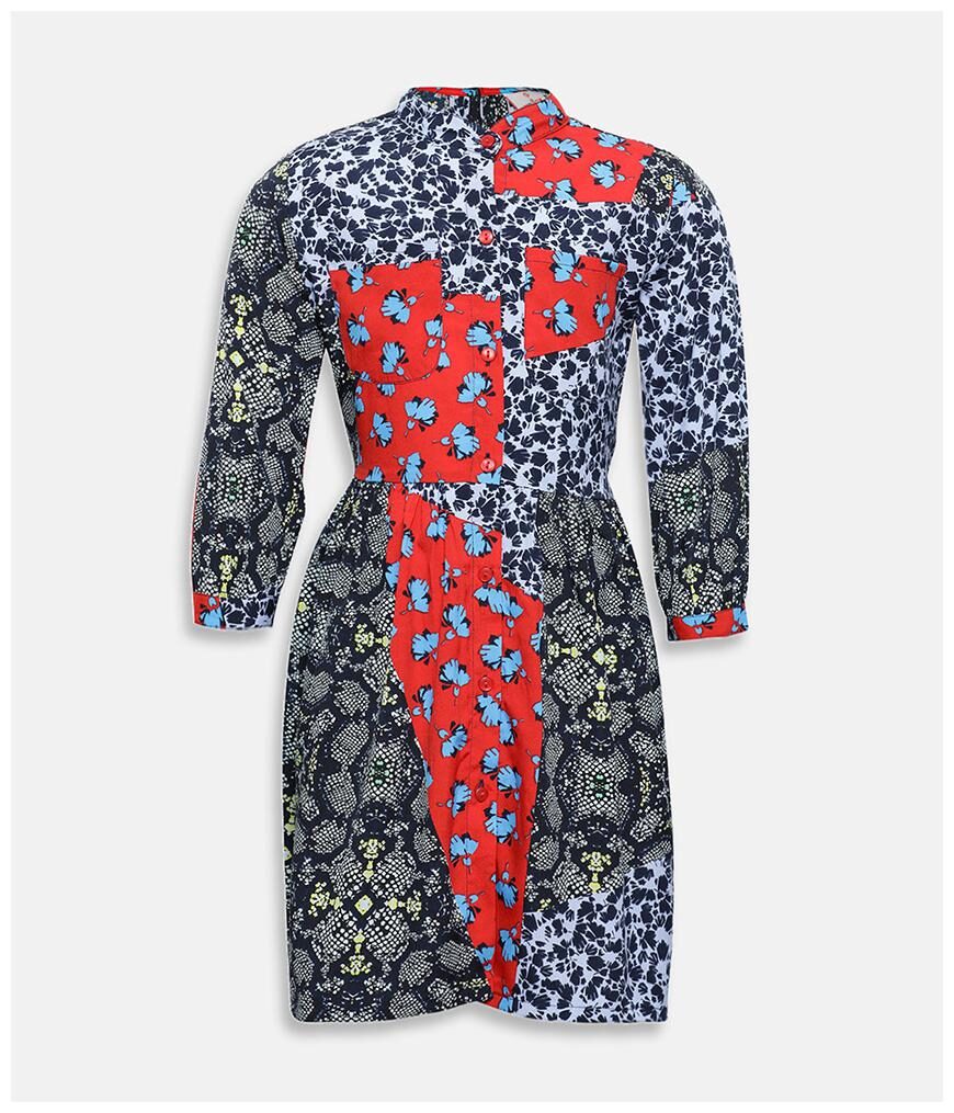 

Oxolloxo Multi Polyester Full Sleeves Knee Length Collar Frock ( Pack of 1 )