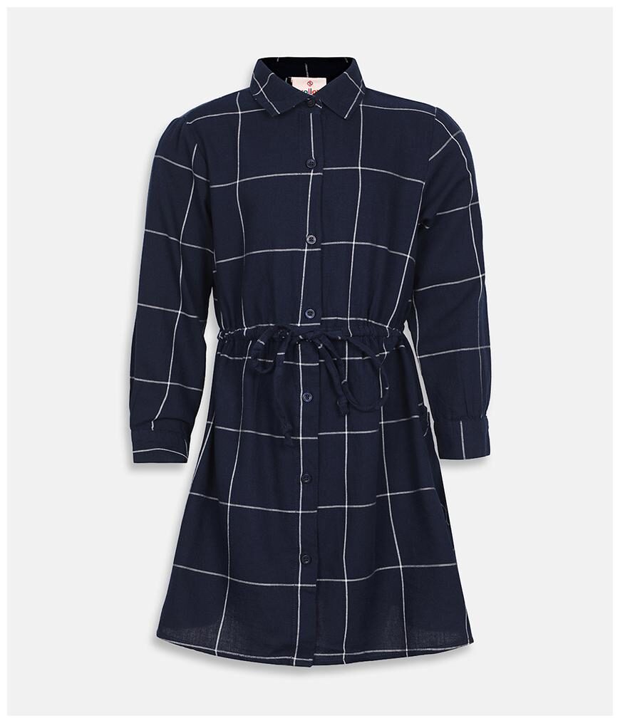 

Oxolloxo Blue Viscose Full Sleeves Above Knee Frock With Bloomer ( Pack of 1 )