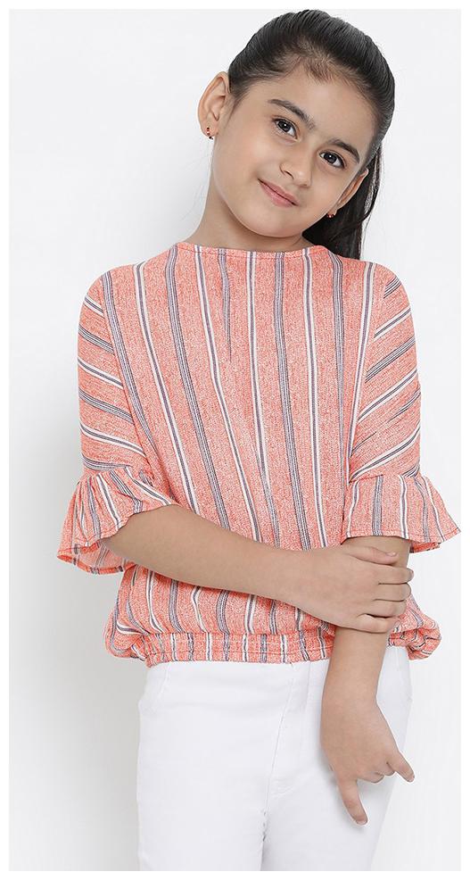 

OXOLLOXO Girl Viscose Striped Top - Pink