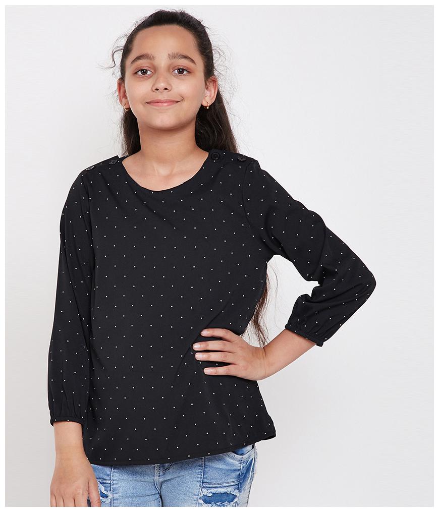 

Oxolloxo Girl Polyester Polka dots Top - Black