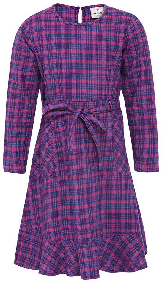 

Oxolloxo Purple Cotton Full Sleeves Above Knee Princess Frock ( Pack of 1 )