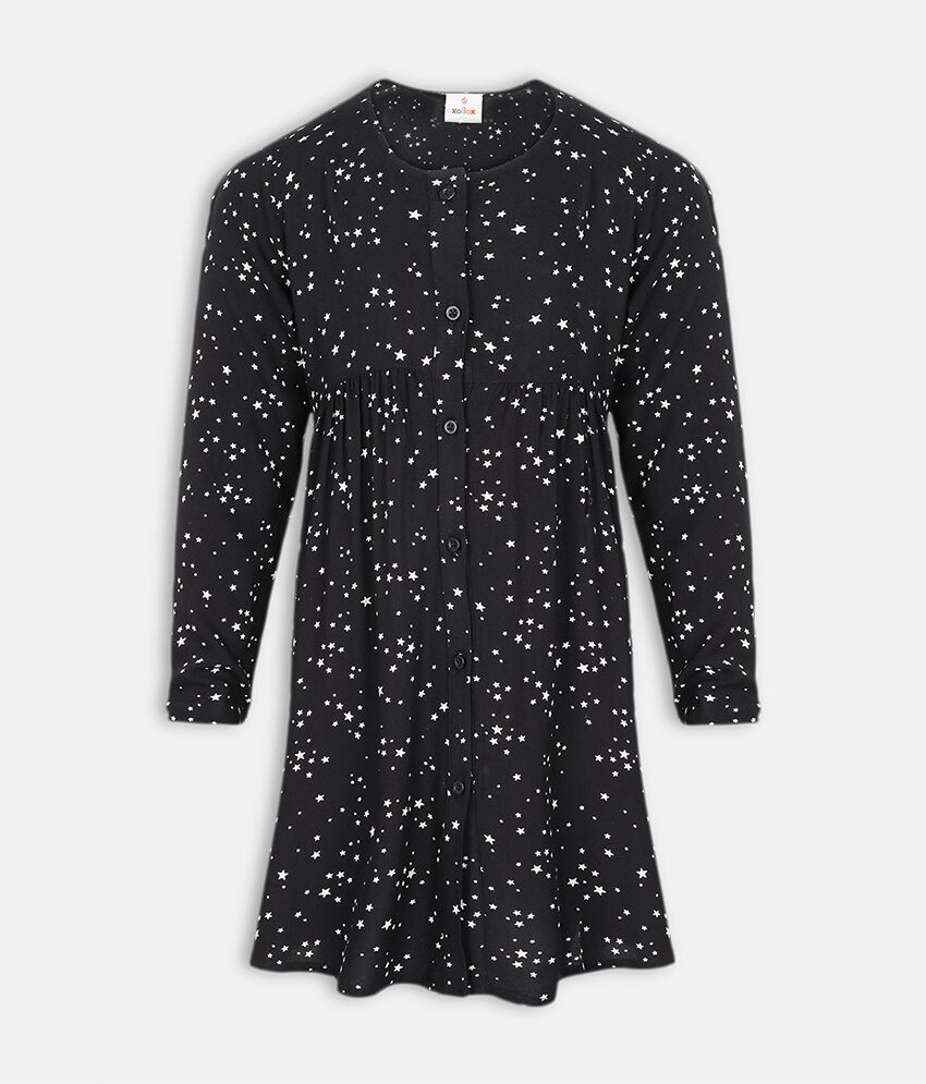 

Oxolloxo Blue Polyester 3 4th Sleeves Midi Princess Frock ( Pack of 1 )