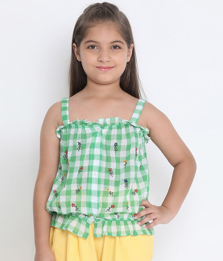 

Oxolloxo Girl Cotton Checked Top - White