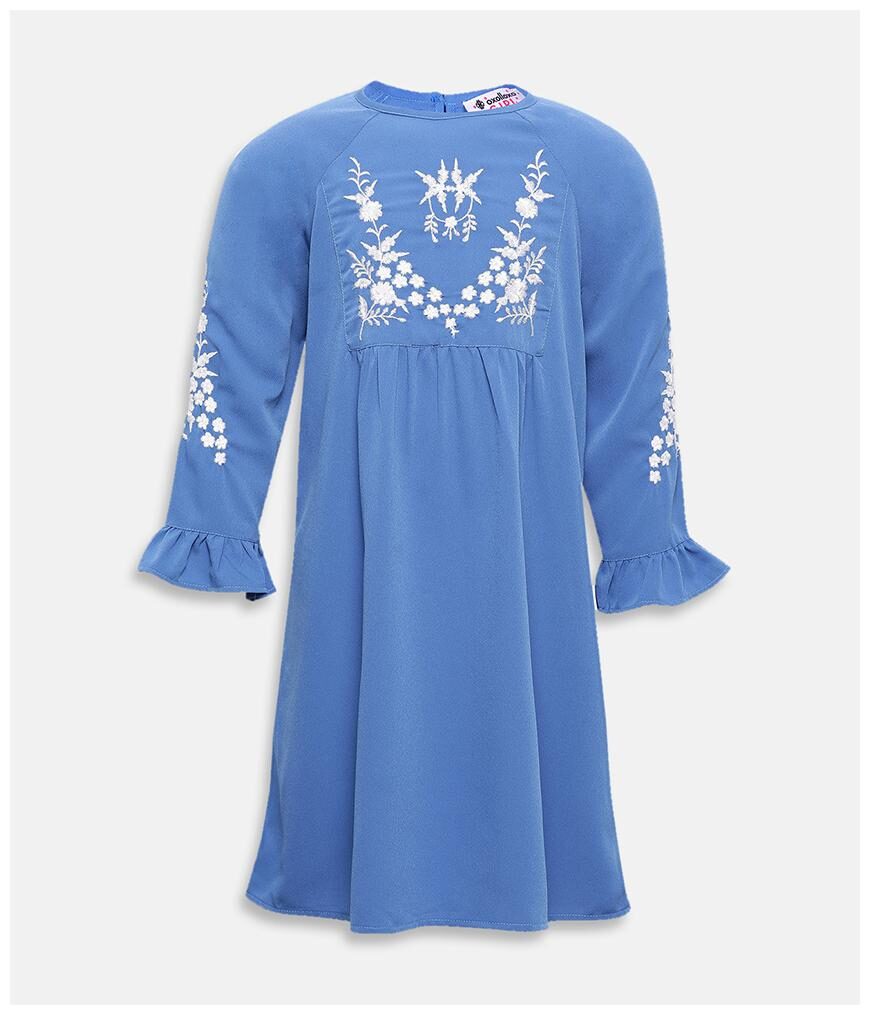 

Oxolloxo Blue Polyester Full Sleeves Midi Collar Frock ( Pack of 1 )