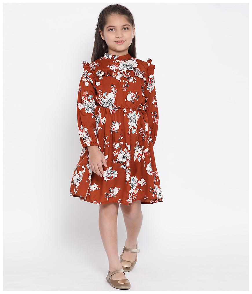 

Oxolloxo Red Polyester Full Sleeves Above Knee Collar Frock ( Pack of 1 )