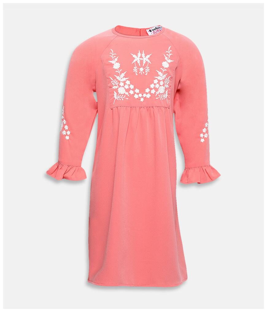 

Oxolloxo Pink Polyester Full Sleeves Midi Collar Frock ( Pack of 1 )