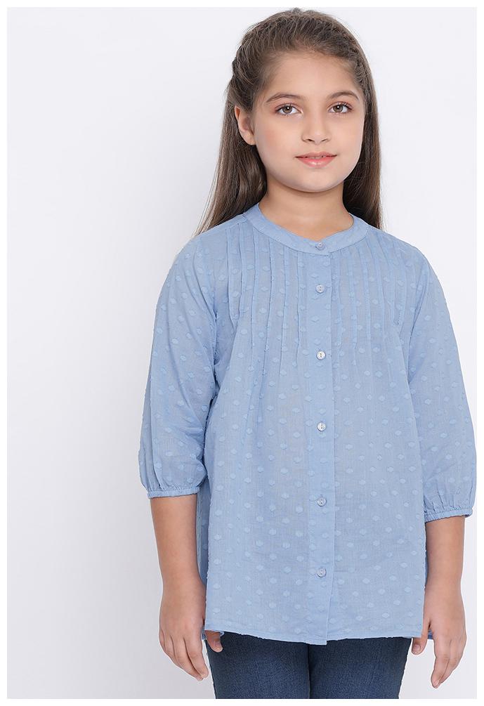 

OXOLLOXO Girl Cotton Printed Shirt - Blue