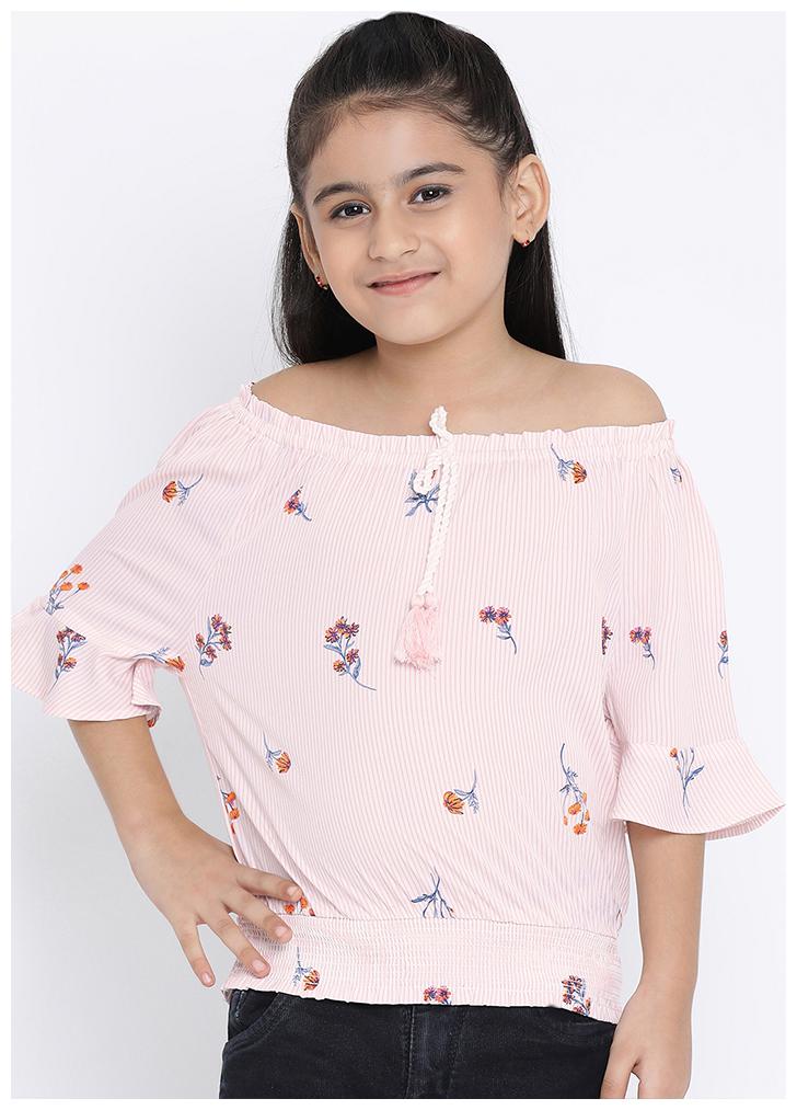

OXOLLOXO Girl Cotton Printed Top - Pink