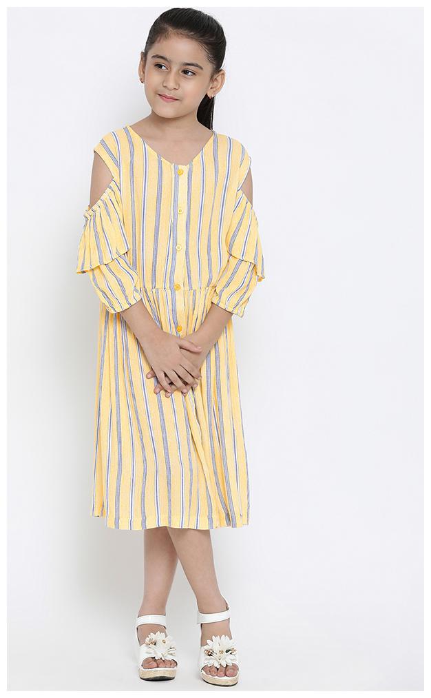 

OXOLLOXOStripe Union Glory Girls Dress Yellow