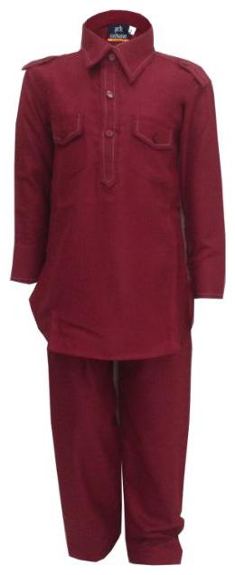 

P K GARMENTS Boy Cotton Solid Kurta pyjama set - Maroon