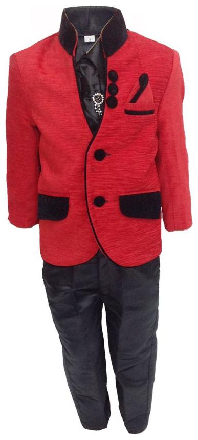 

P K GARMENTS Boys Polyster Suit Set Red