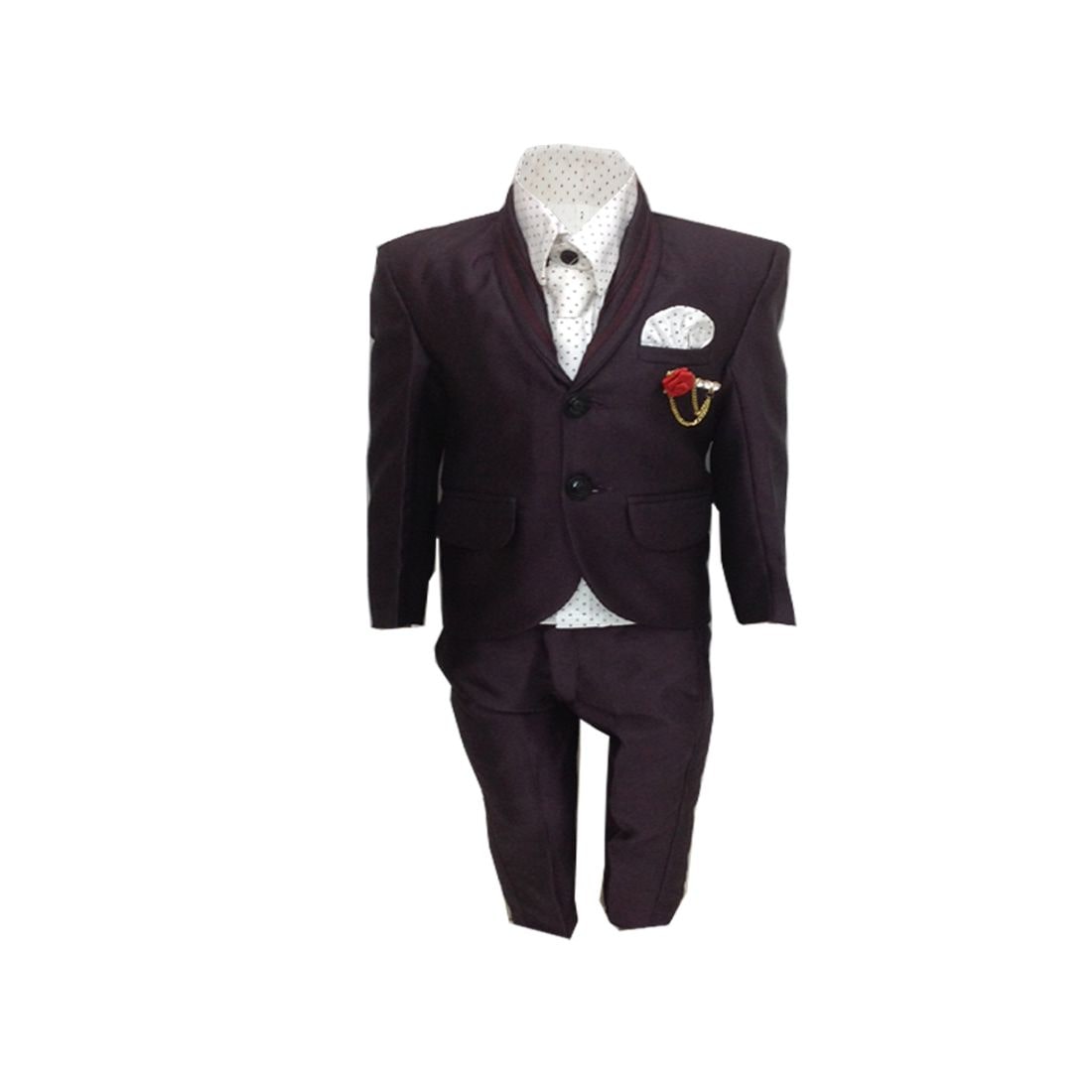 

P K GARMENTS Boy Suit Brown White