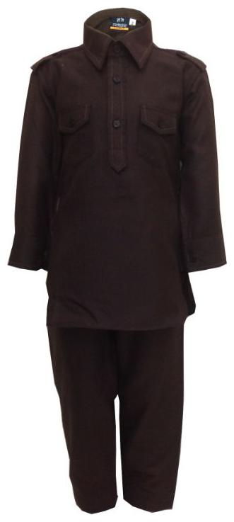 

P K GARMENTS Boy Cotton Solid Kurta pyjama set - Brown