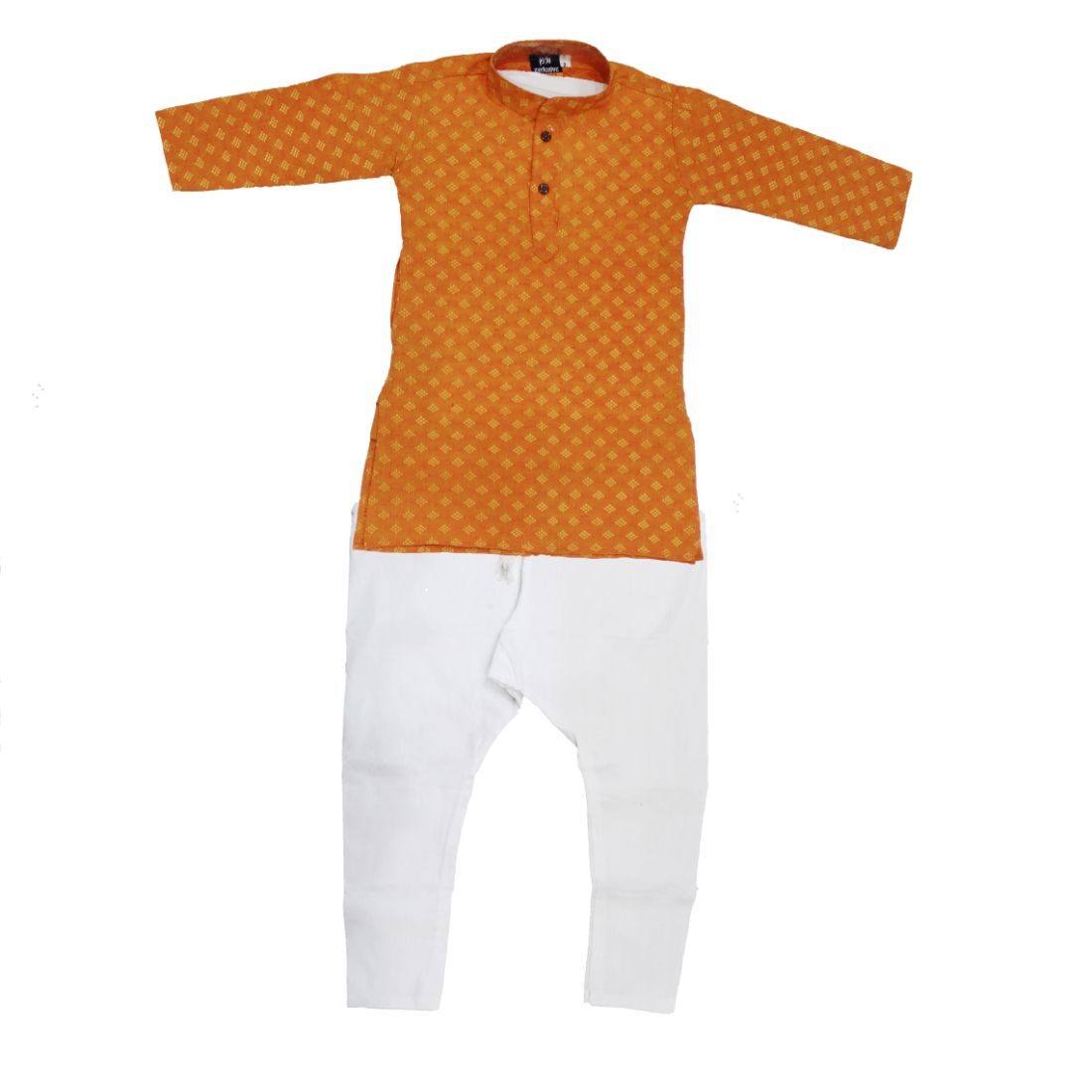 

P K GARMENTS Boy Polyester Printed Kurta pyjama set - Yellow White