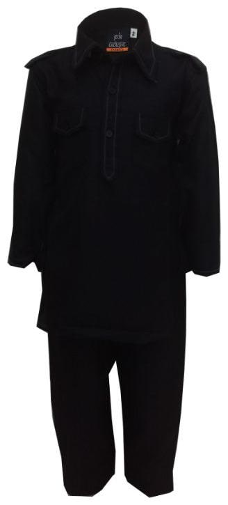 

P K GARMENTS Boy Cotton Solid Kurta pyjama set - Black