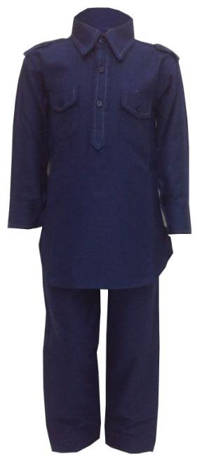 

P K GARMENTS Boy Cotton Solid Kurta pyjama set - Blue