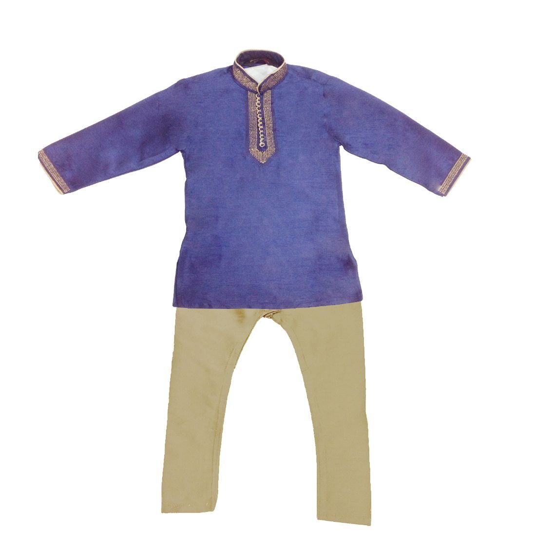 

P K GARMENTS Boy Raw silk Solid Kurta pyjama set - Blue