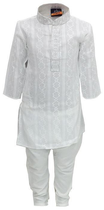 

P K GARMENTS Cotton Embroidered White Color Kurta Pyjama Set For Boy