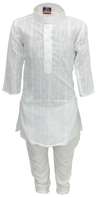 

P K GARMENTS Cotton Embroidered White Color Kurta Pyjama Set For Boy