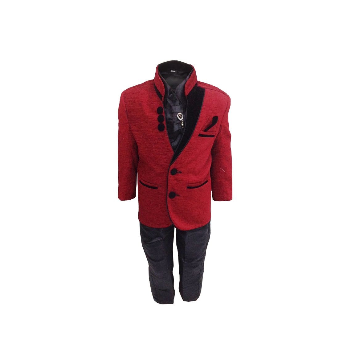 

P K GARMENTS Boy Suit Red Black