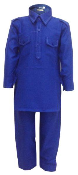 

P K GARMENTS Boy Cotton Solid Kurta pyjama set - Blue