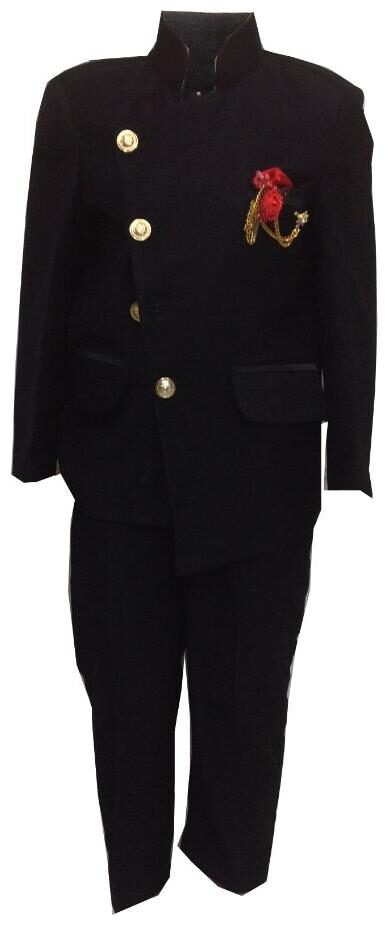 

P K GARMENTS Boy Polyester Solid Ethnic jacket - Black