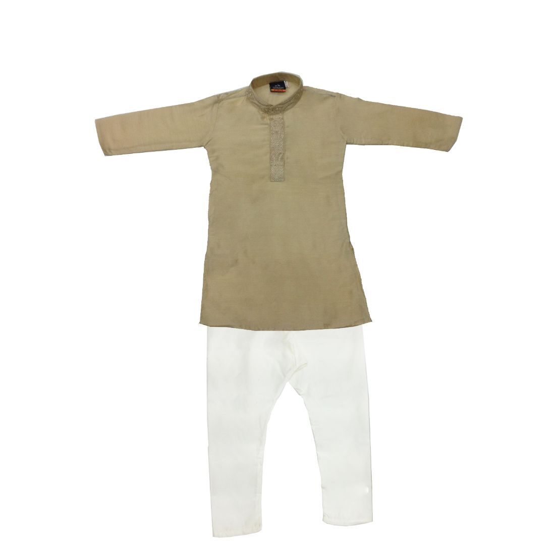 

P K GARMENTS Boy Cotton blend Solid Kurta pyjama set - Beige White