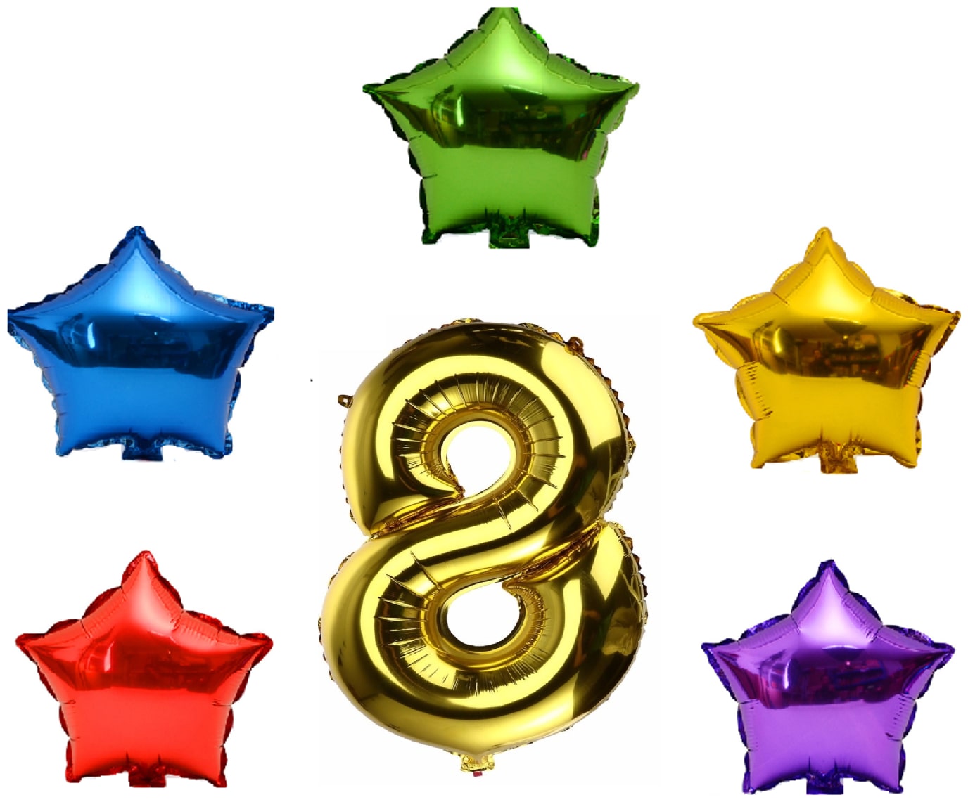 

P S Retail 6pcs Set Party Decoration Foil Balloon (five Stars One Number 8)