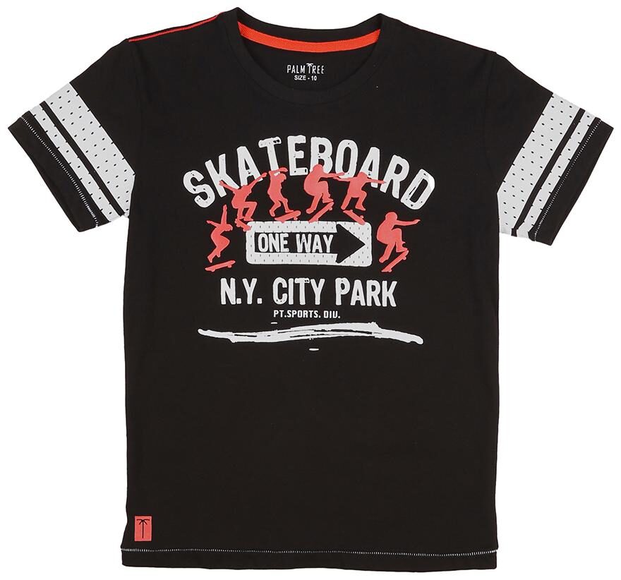 

PALM TREE Boy Cotton Printed T-shirt - Black