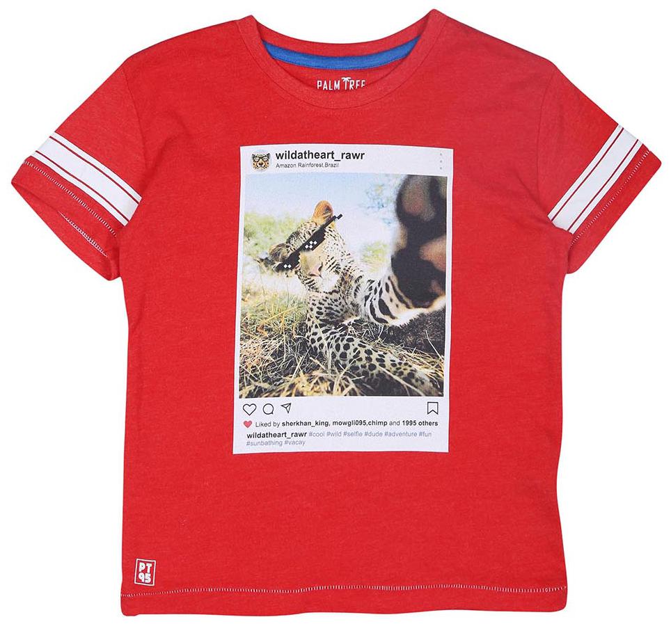 

PALM TREE Boy Cotton Solid T-shirt - Red