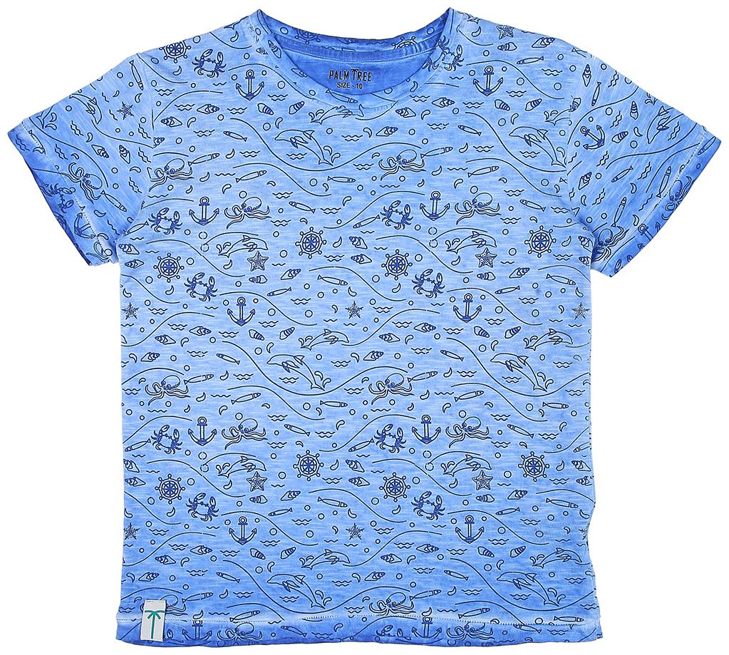 

PALM TREE Boy Cotton Printed T-shirt - Blue