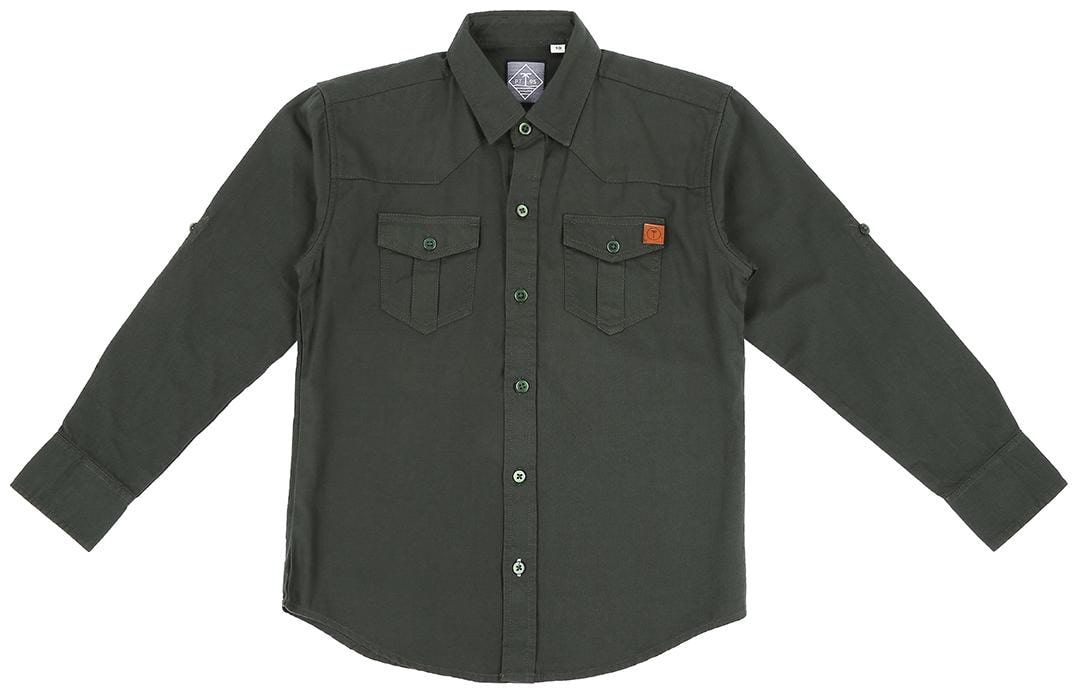 

Gini Jony Boy Cotton Solid Shirt Green