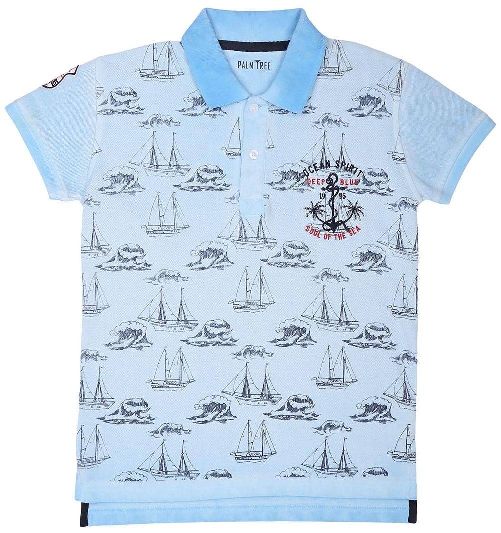 

PALM TREE Boy Cotton Printed T-shirt - Blue