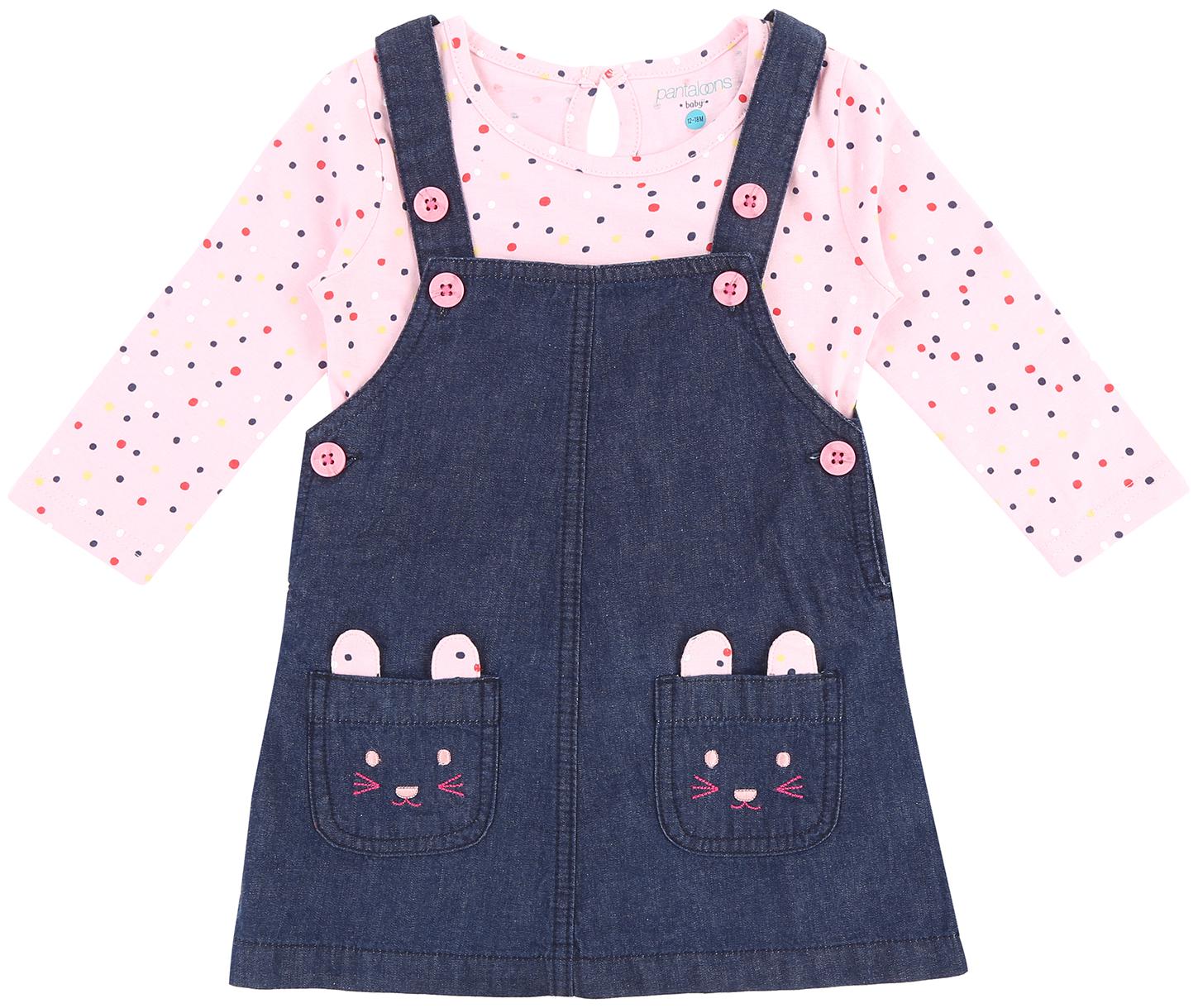

Pantaloons Baby Baby girl Cotton Printed Winterwear onesie and romper - Blue