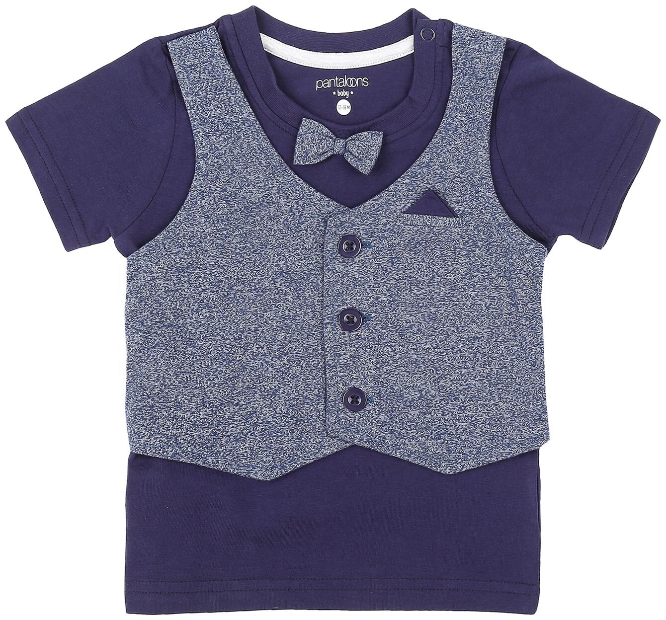 

Pantaloons Baby Cotton Solid T shirt for Baby Boy - Blue