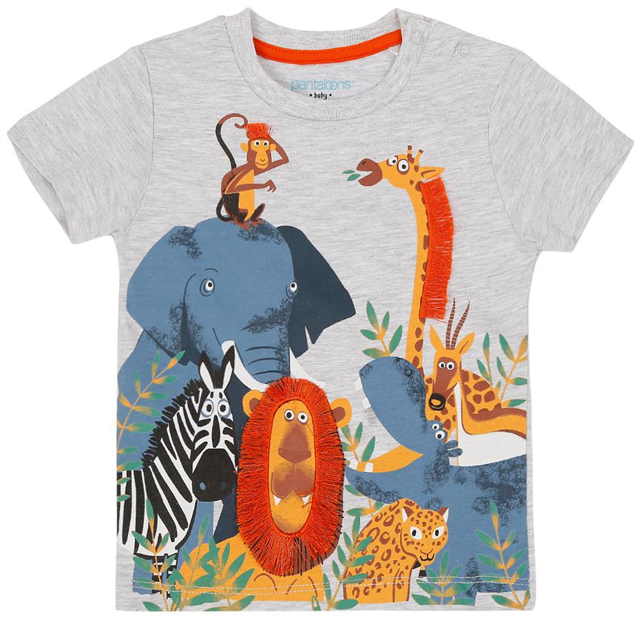 

Pantaloons Baby Cotton Printed T shirt for Baby Boy - Grey