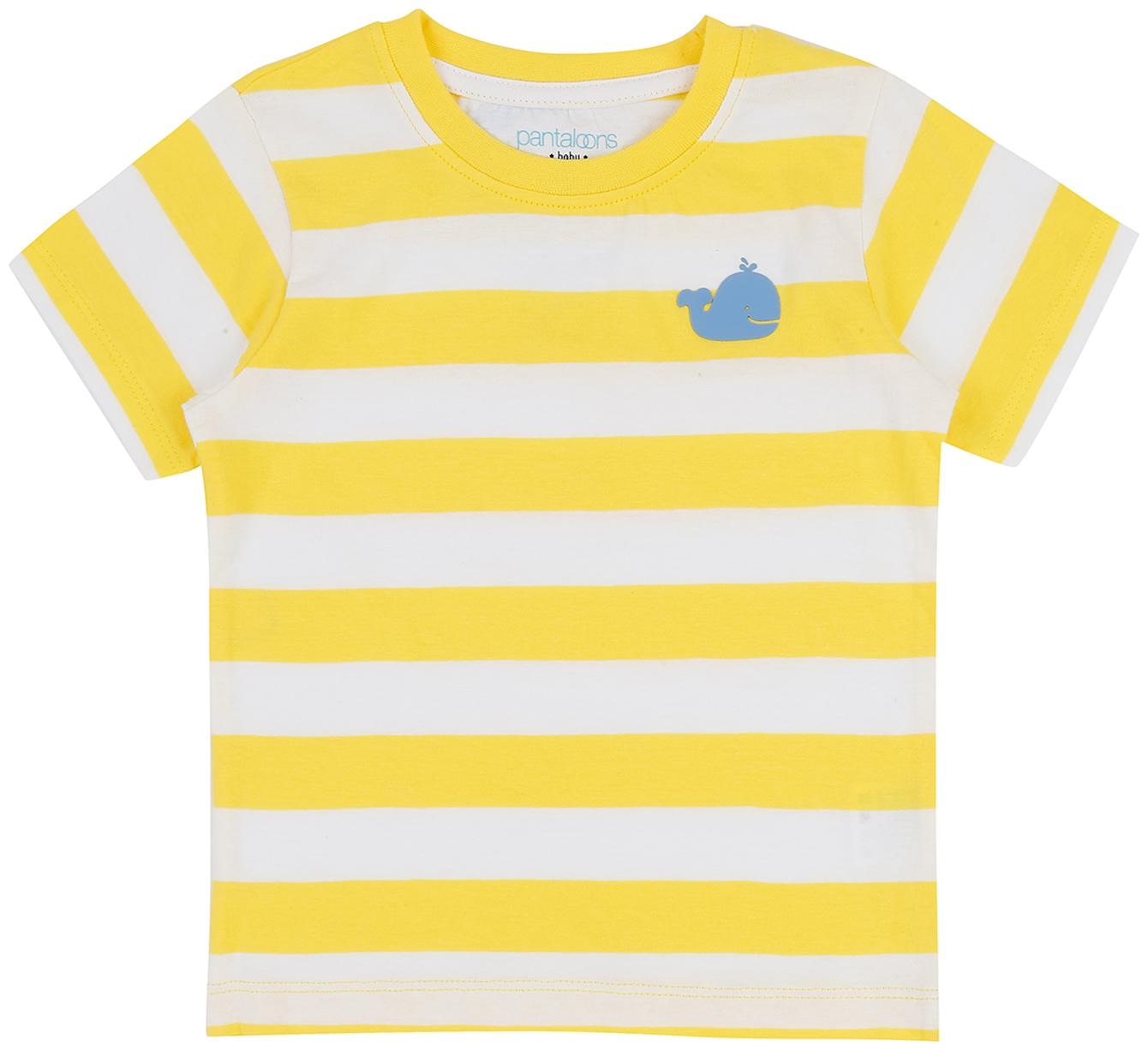 

Pantaloons Baby Cotton Striped T shirt for Baby Boy - Yellow