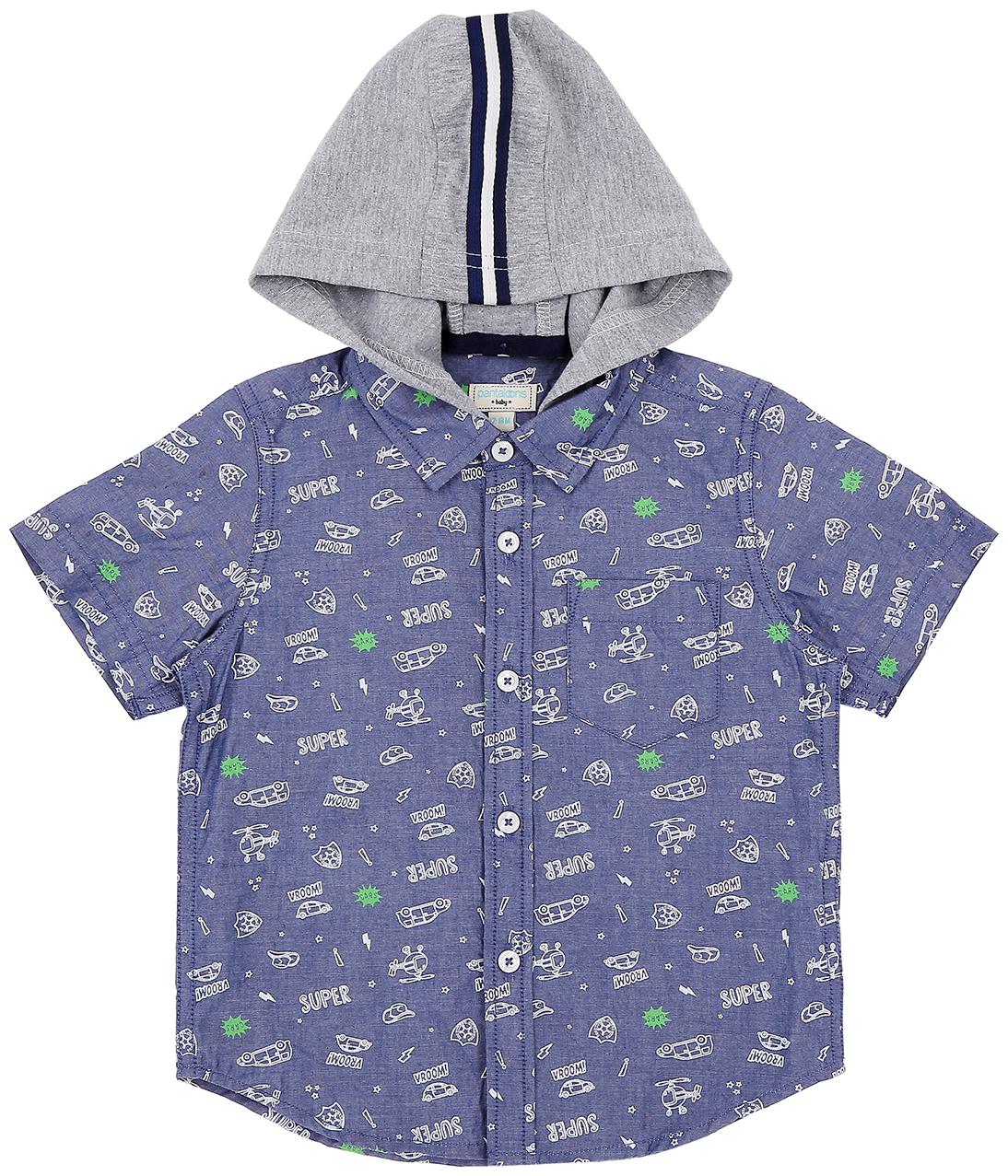 

Pantaloons Baby Cotton Printed Shirt for Baby Boy - Blue