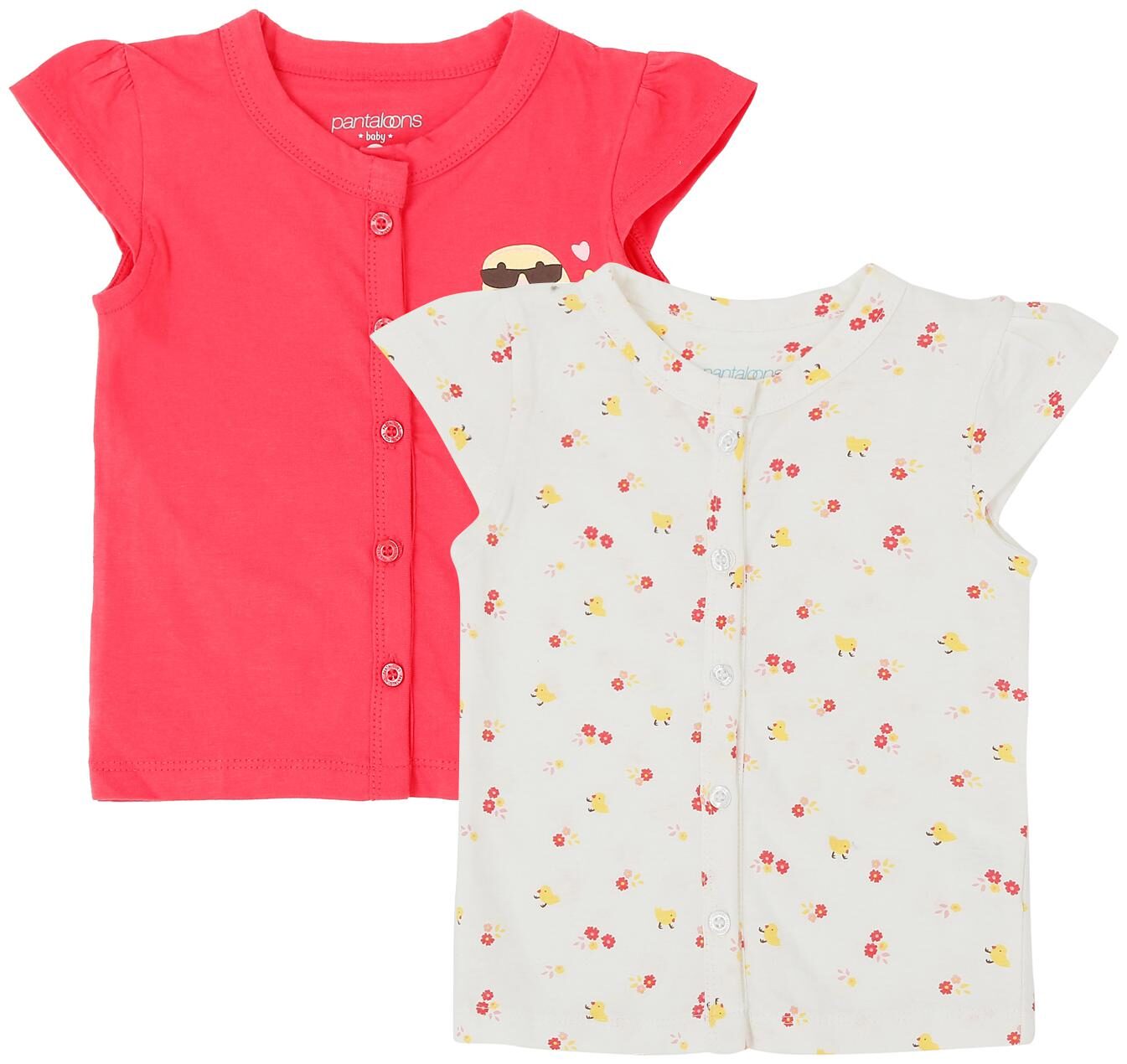 

Pantaloons Baby Cotton Printed T shirt for Baby Girl - Pink White