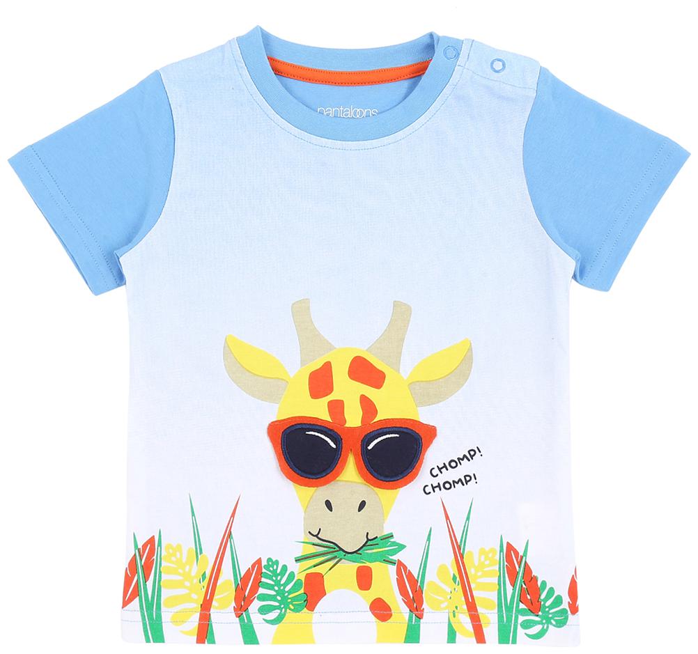 

Pantaloons Baby Cotton Printed T shirt for Baby Boy - Blue