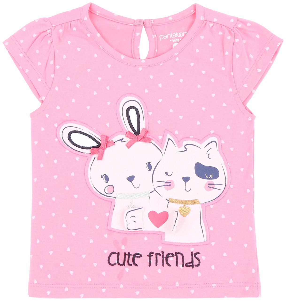 

Pantaloons Baby Cotton Printed T shirt for Baby Girl - Pink
