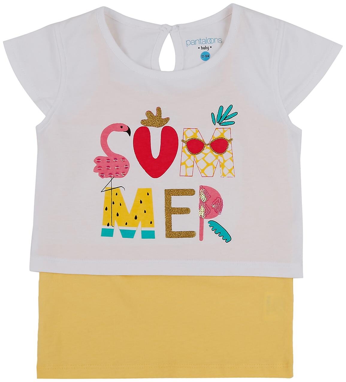 

Pantaloons Baby Cotton Printed T shirt for Baby Girl - White