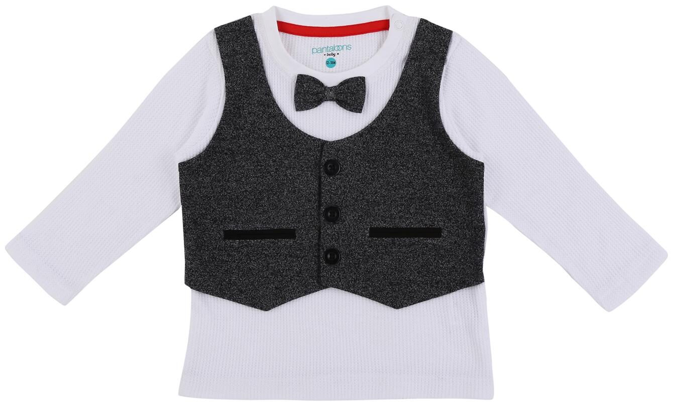 

Pantaloons Baby Cotton Solid T shirt for Baby Boy - White