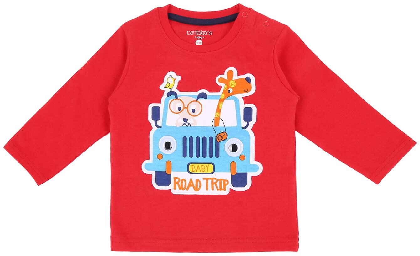 

Pantaloons Baby Cotton Printed T shirt for Baby Boy - Red