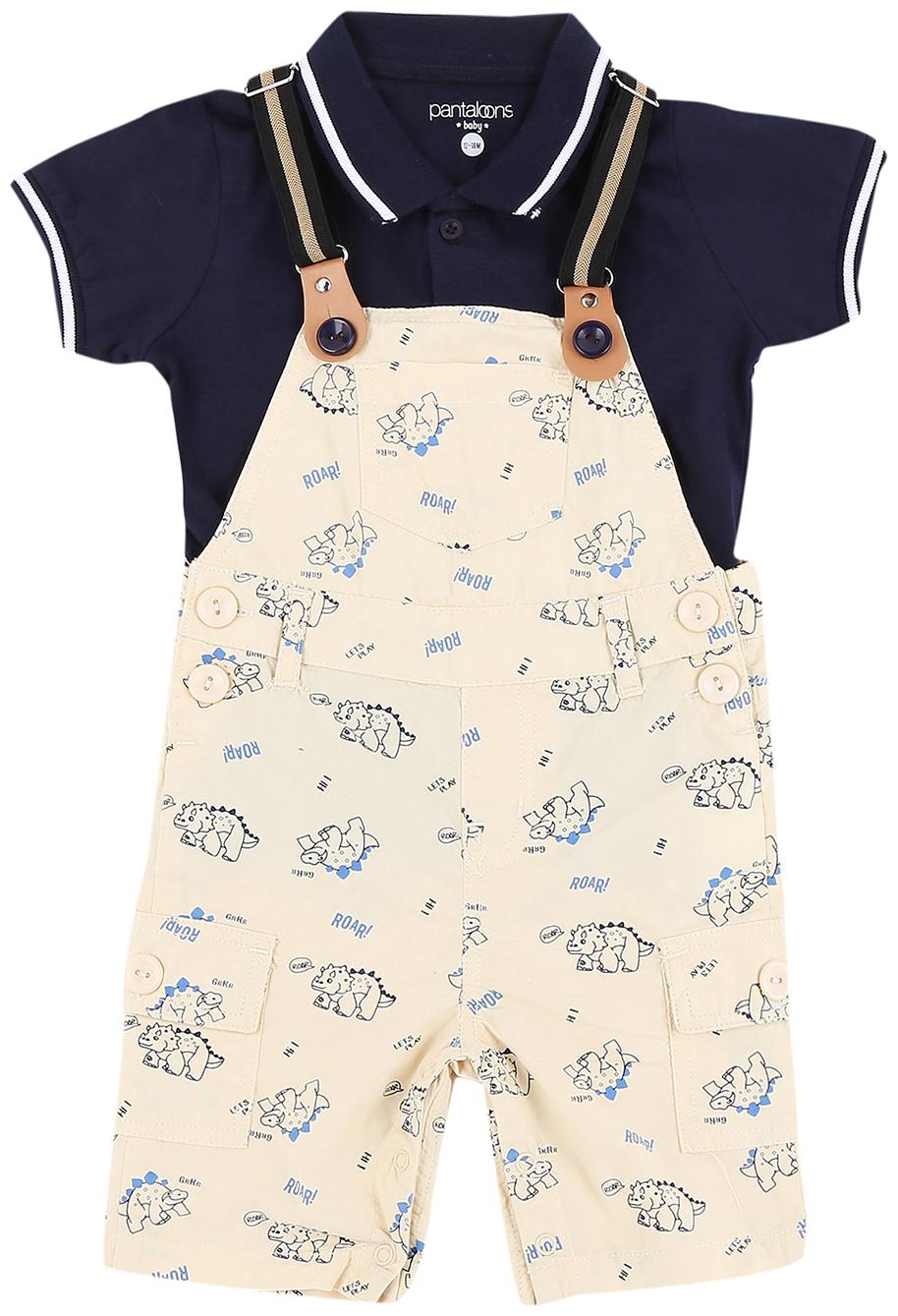 

Pantaloons Baby Baby boy Cotton Printed Winterwear onesie and romper - Beige